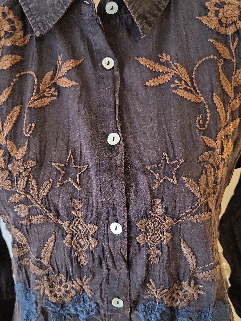Kyla Seo "Tiya" Deep Ocean Button-down Shirt - Picture 2 of 9